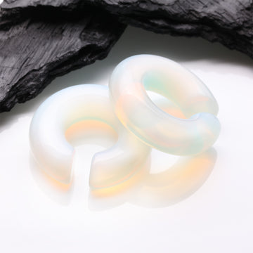 Detail View 1 of A Pair of Opalite Stone Hoop Hanger Plug